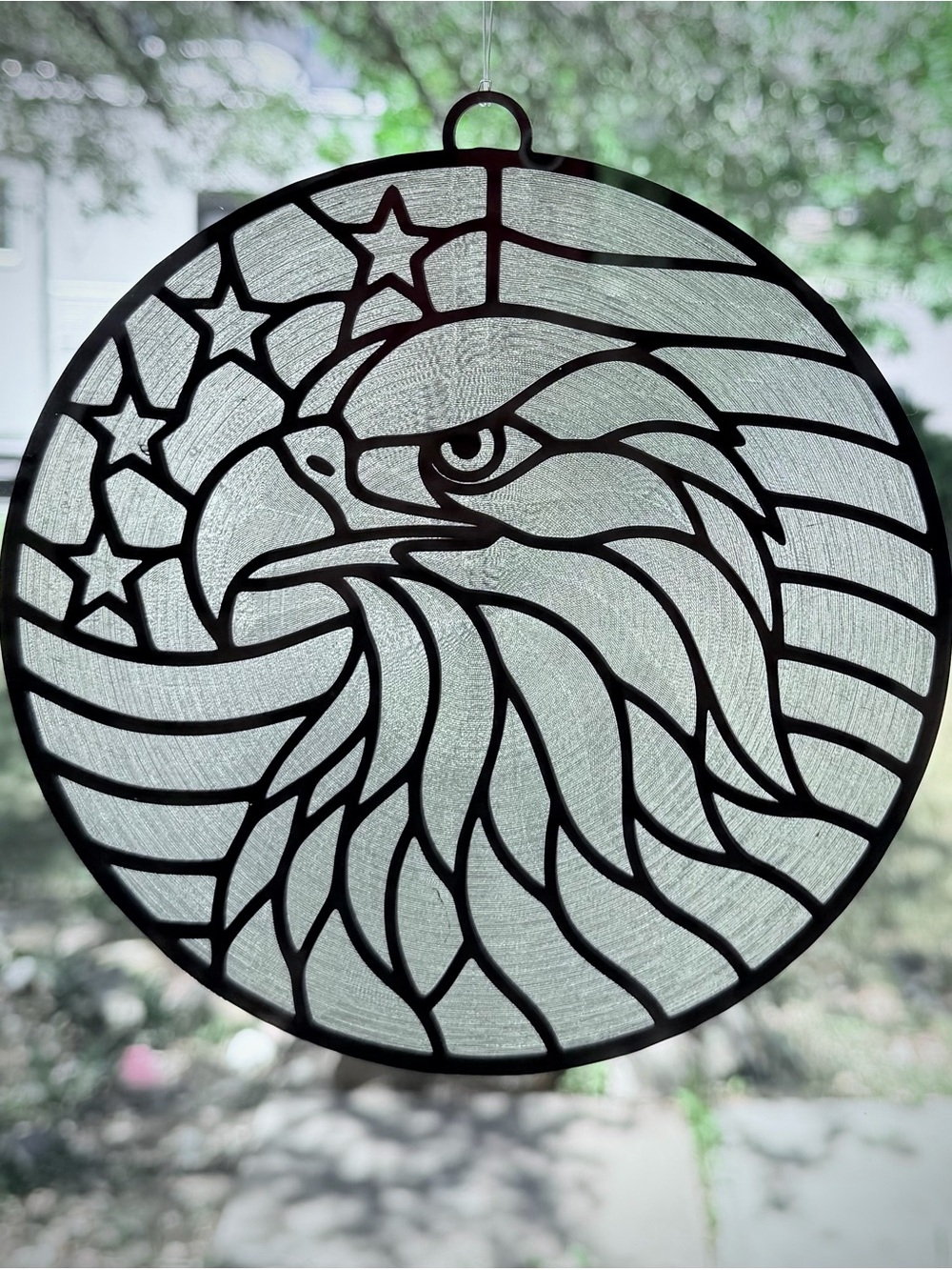 Eagle and Flag Suncatcher, Color Your Own Stained Glass Window Decor